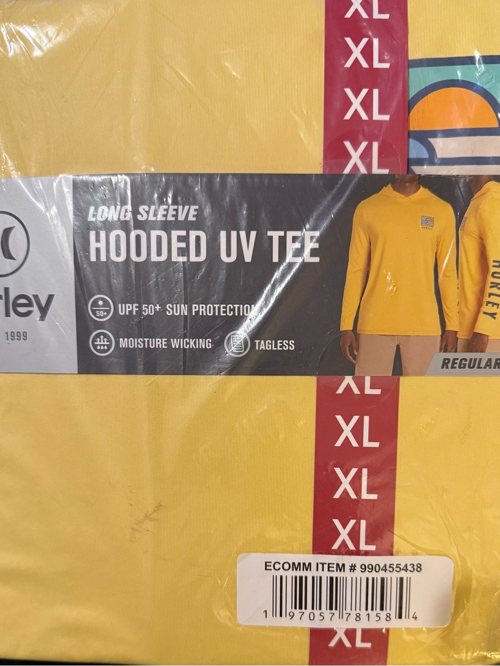 Hurley Men’s Long Sleeve Hooded UV Tee - Yellow